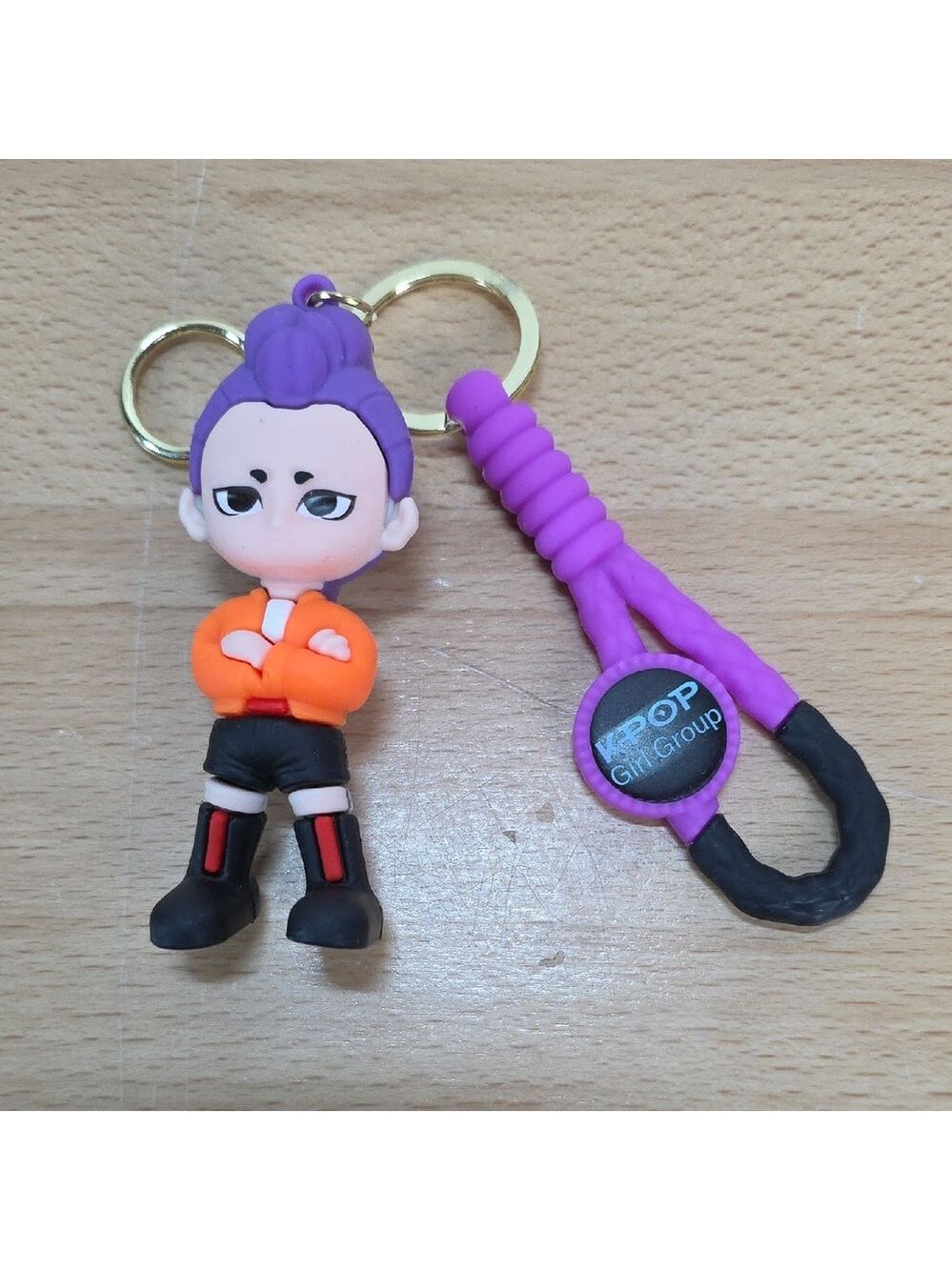Purple and Orange Keychain with Character